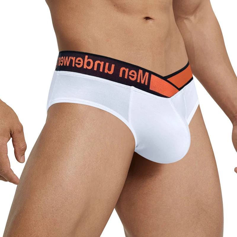 1 Pairs of Orange V-belt Briefs Sexy Gradient Laser Low Waist Comfortable Breathable Briefs Mens Underwear MP270