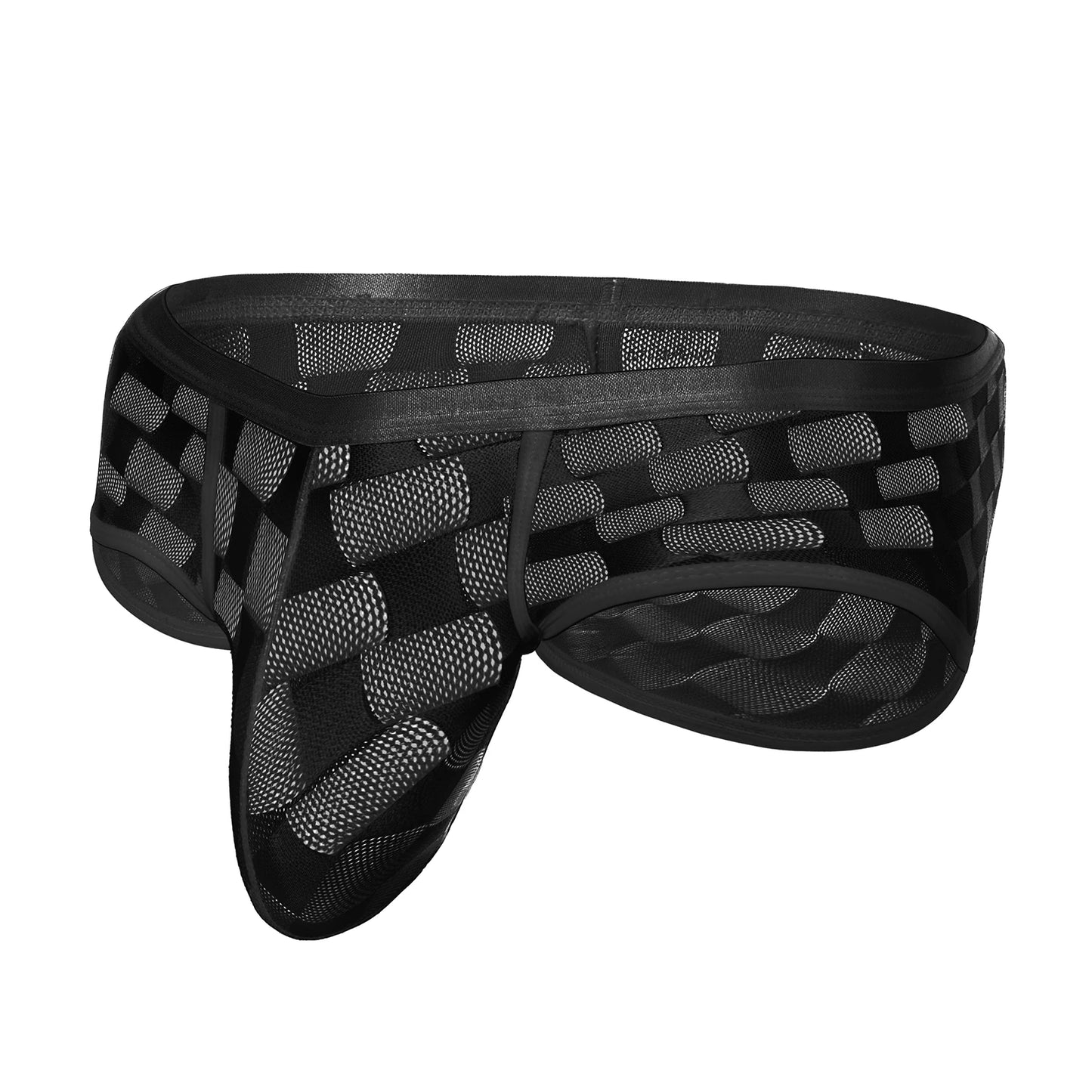 Mesh Mini Boxers Man Panties Sexy Men's Underwear Boxer Shorts Transparent Underpants See-through Checkered Pattern