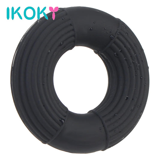 IKOKY Delay Ejaculation Cock Ring Penis Trainer Soft Silicone Adult Sex Toys for Men Penis Rings Lasting Erection Sex Shop