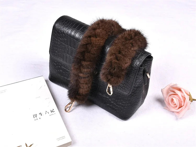 Correa para bolso de piel de visón auténtica