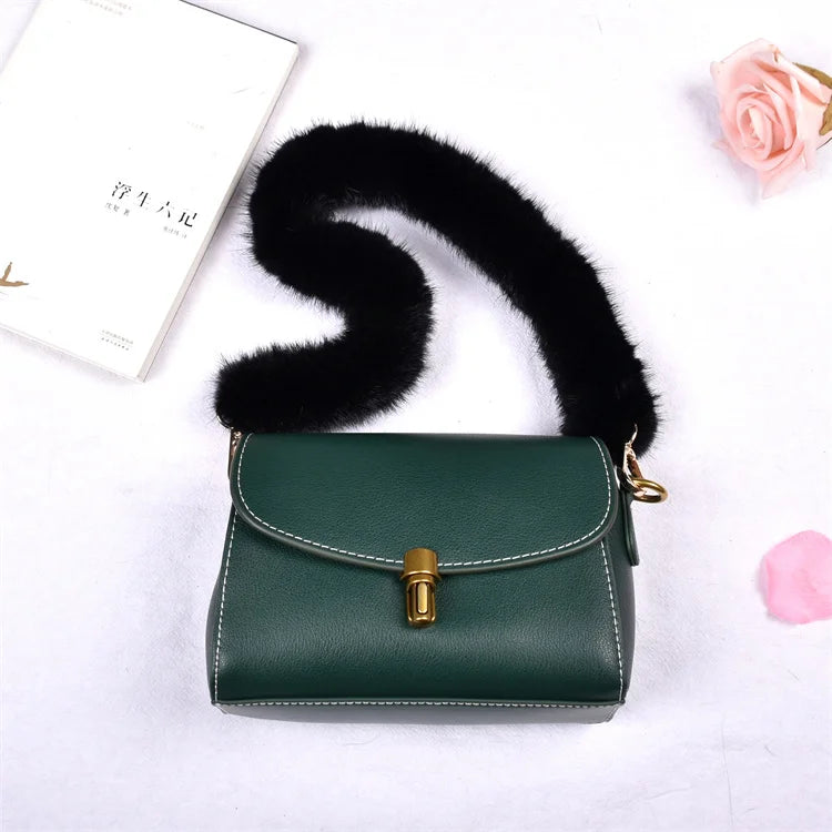 Correa para bolso de piel de visón auténtica