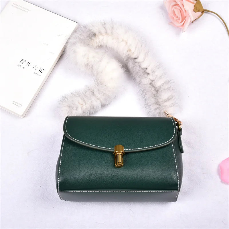 Correa para bolso de piel de visón auténtica