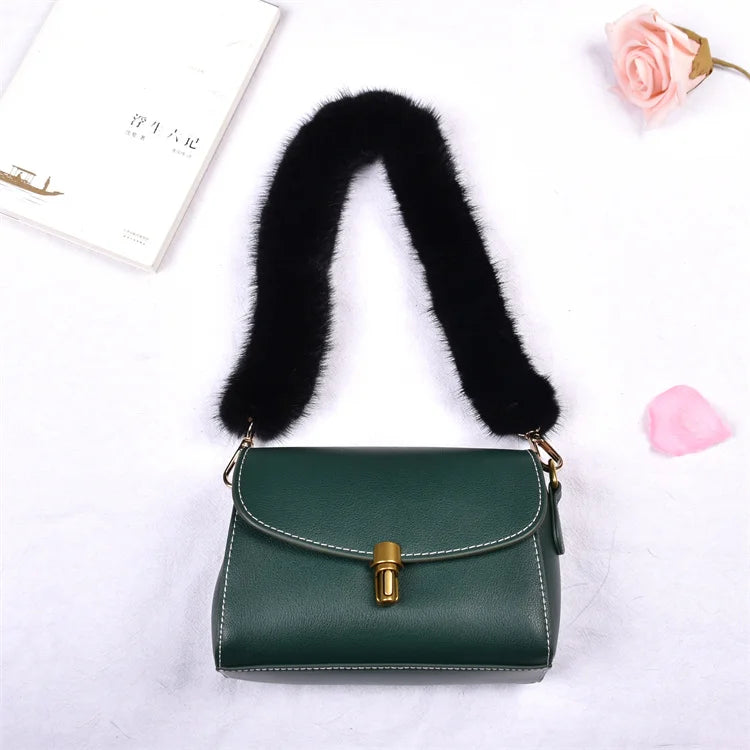 Correa para bolso de piel de visón auténtica