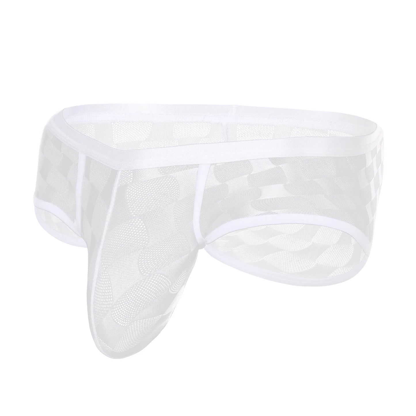 Mesh Mini Boxers Man Panties Sexy Men's Underwear Boxer Shorts Transparent Underpants See-through Checkered Pattern