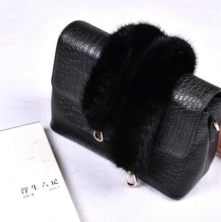 Correa para bolso de piel de visón auténtica