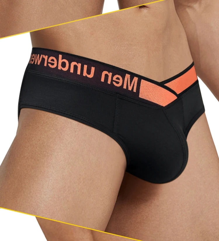 1 Pairs of Orange V-belt Briefs Sexy Gradient Laser Low Waist Comfortable Breathable Briefs Mens Underwear MP270