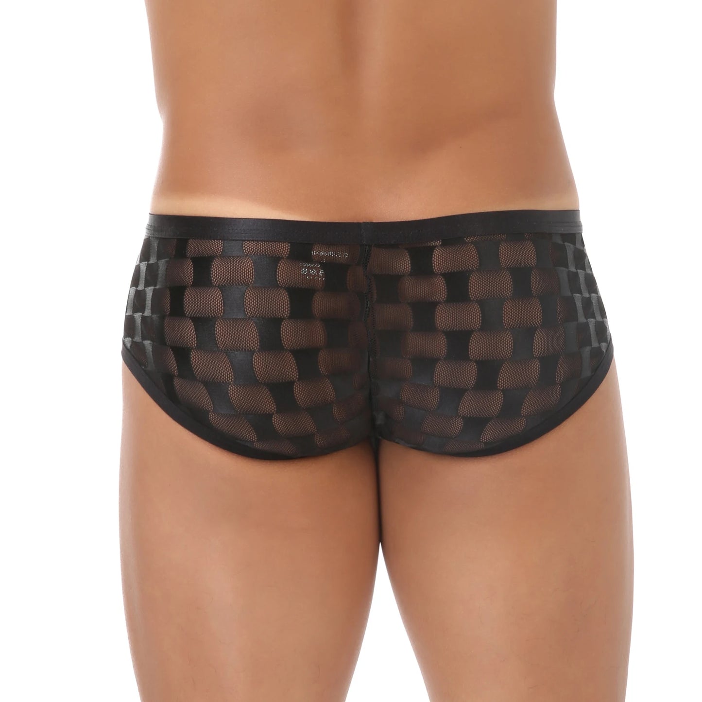 Mesh Mini Boxers Man Panties Sexy Men's Underwear Boxer Shorts Transparent Underpants See-through Checkered Pattern