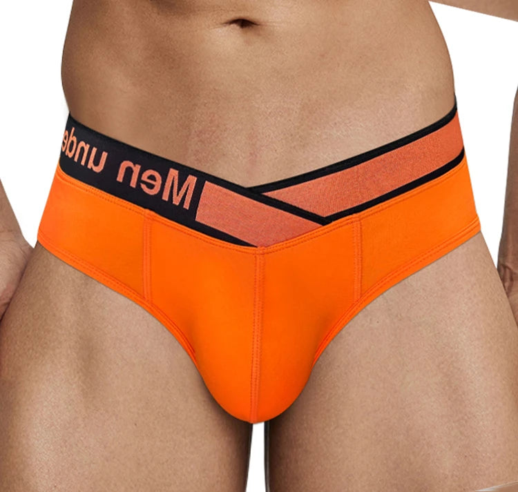 1 Pairs of Orange V-belt Briefs Sexy Gradient Laser Low Waist Comfortable Breathable Briefs Mens Underwear MP270
