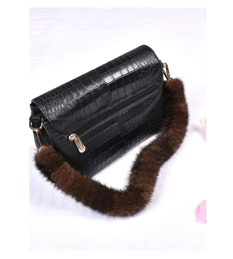 Correa para bolso de piel de visón auténtica