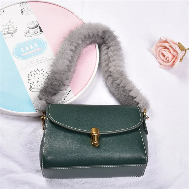 Correa para bolso de piel de visón auténtica