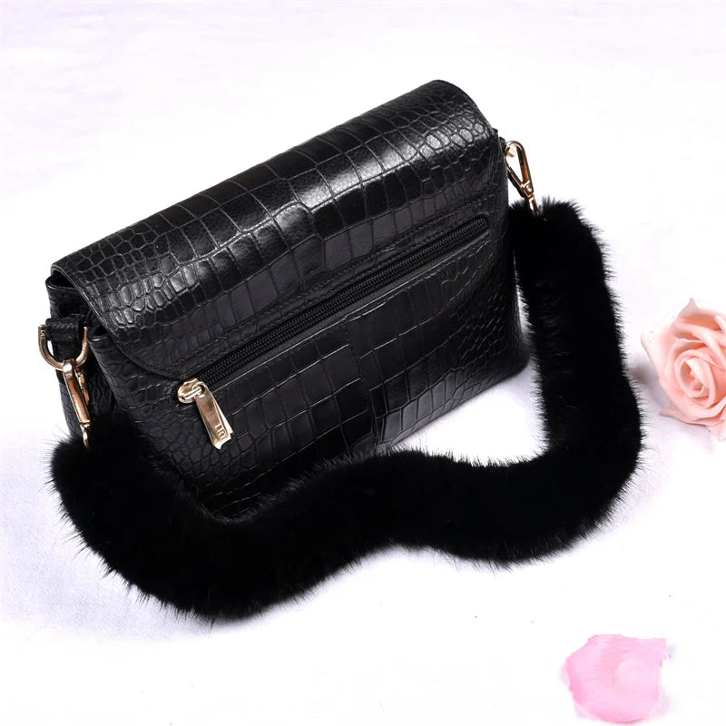 Correa para bolso de piel de visón auténtica