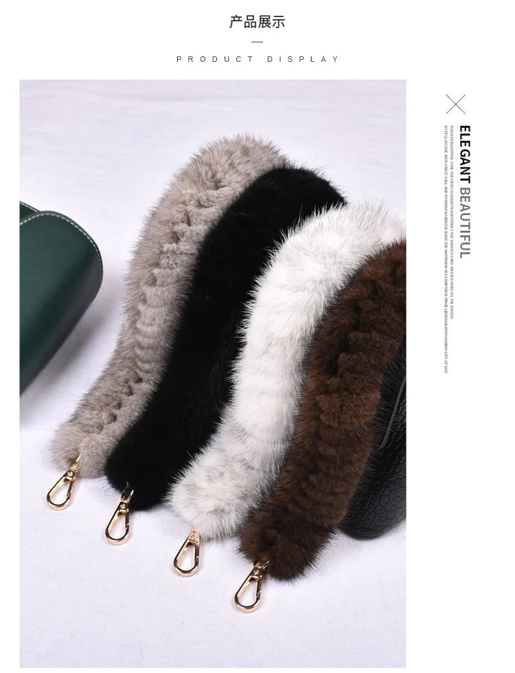 Correa para bolso de piel de visón auténtica