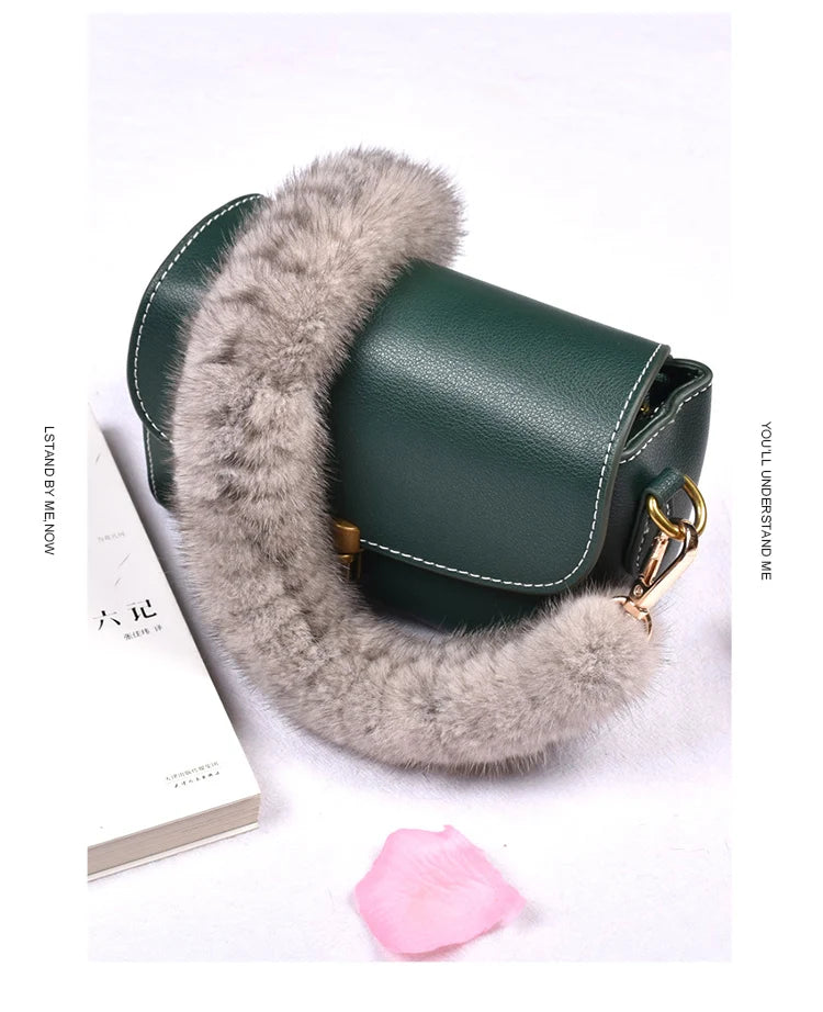 Correa para bolso de piel de visón auténtica