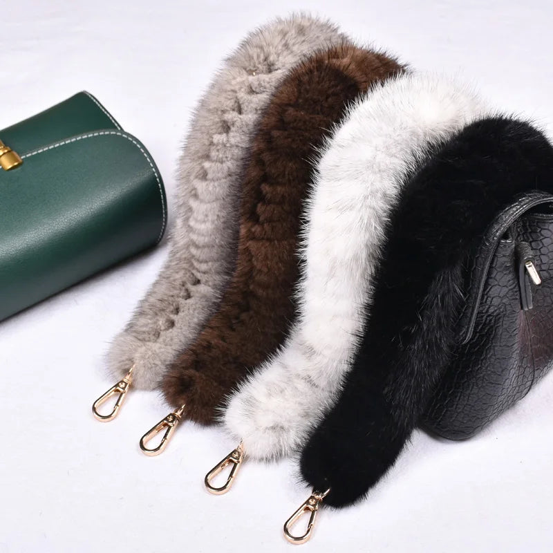 Correa para bolso de piel de visón auténtica