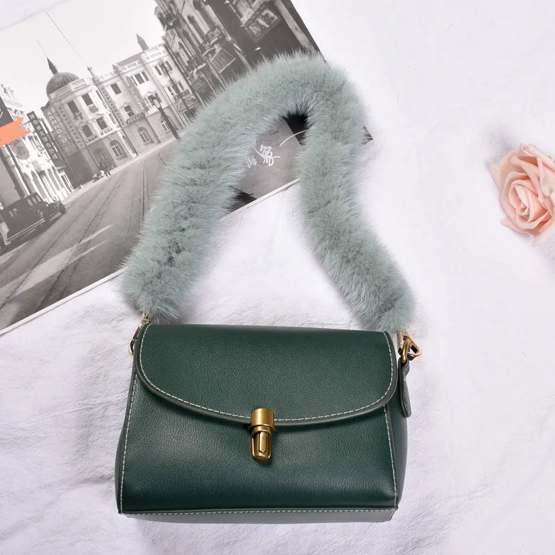 Correa para bolso de piel de visón auténtica