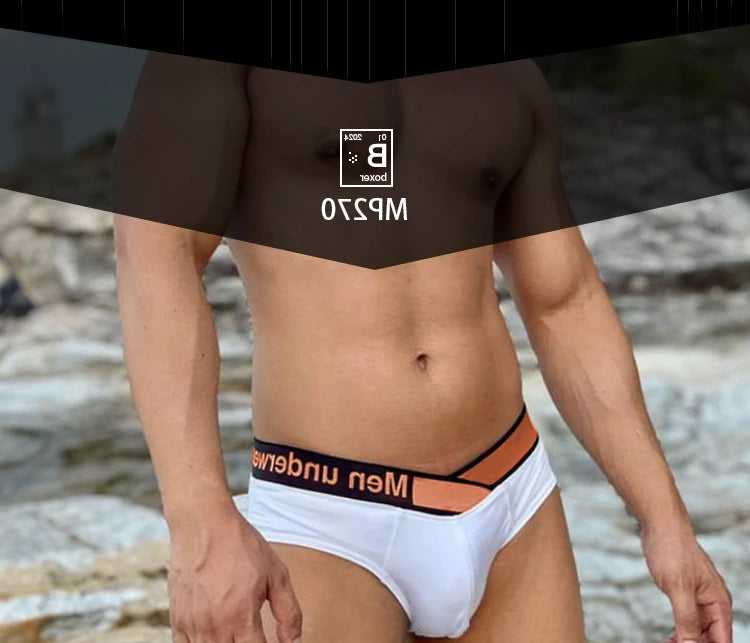 1 Pairs of Orange V-belt Briefs Sexy Gradient Laser Low Waist Comfortable Breathable Briefs Mens Underwear MP270