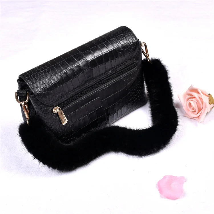 Correa para bolso de piel de visón auténtica