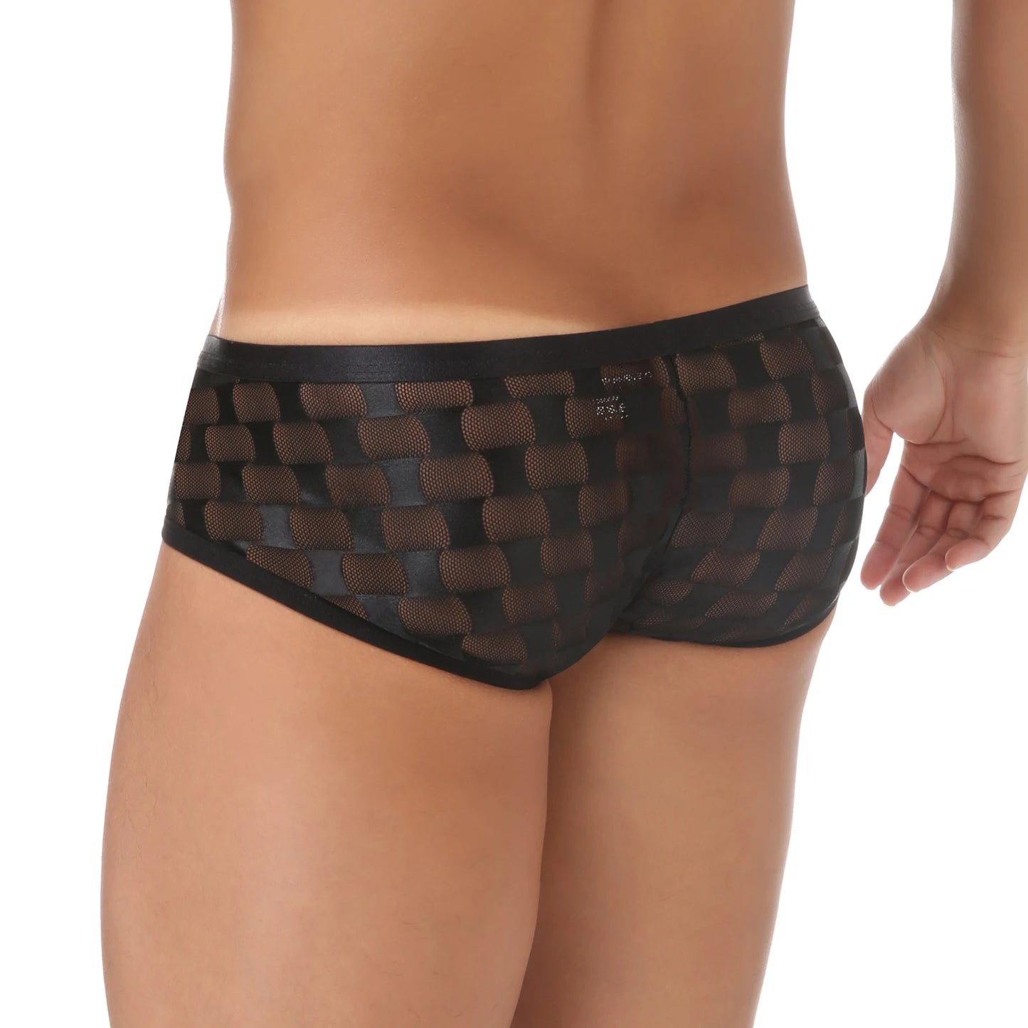 Mesh Mini Boxers Man Panties Sexy Men's Underwear Boxer Shorts Transparent Underpants See-through Checkered Pattern