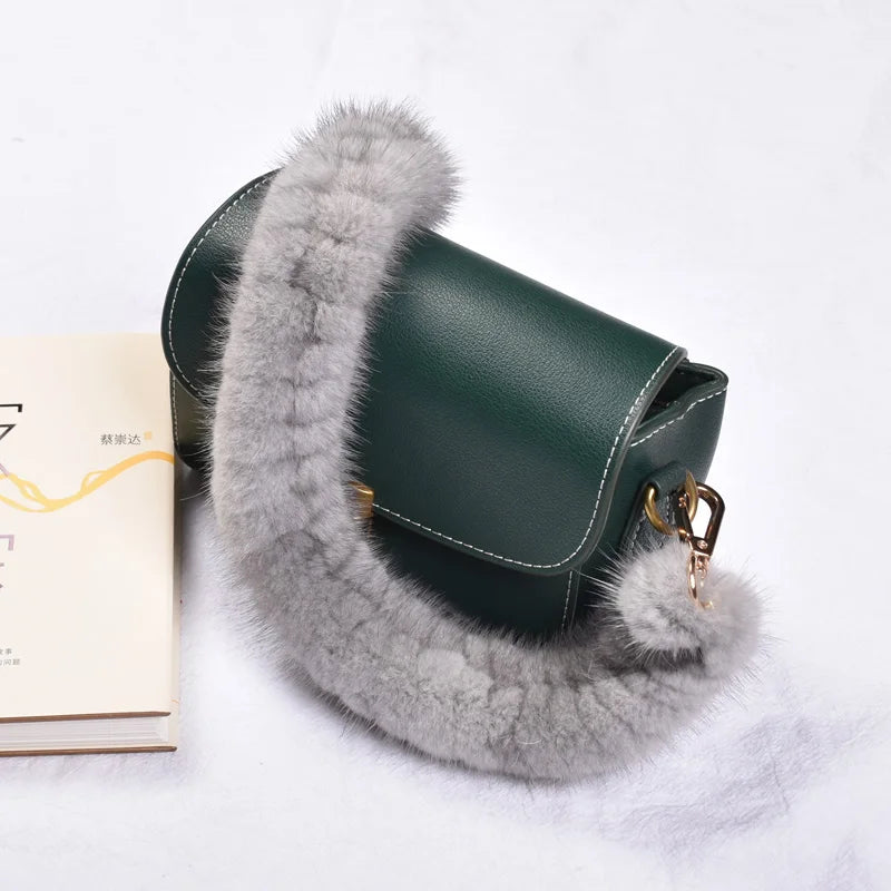 Correa para bolso de piel de visón auténtica