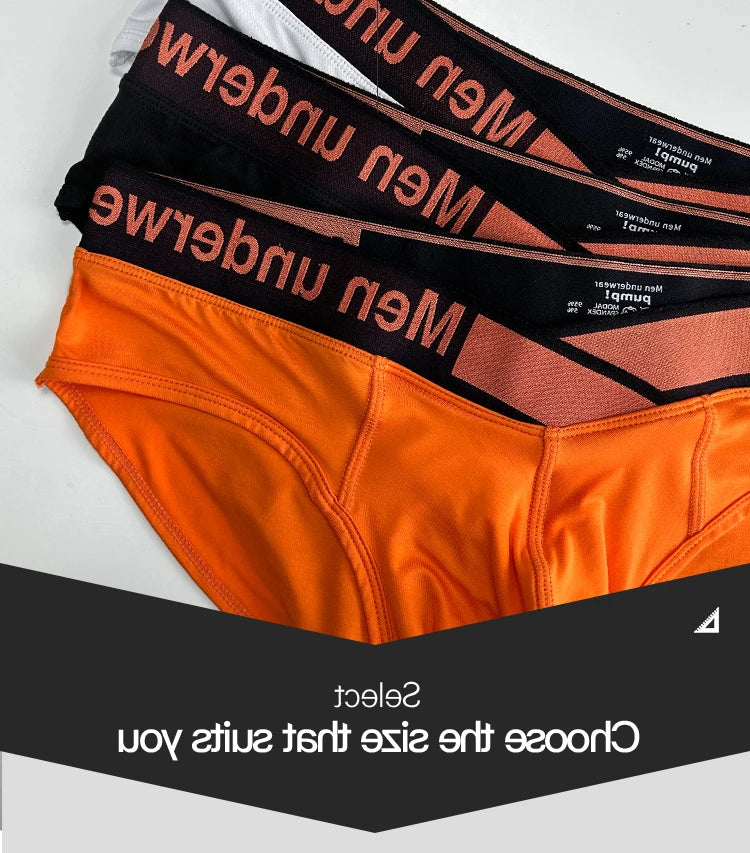 1 Pairs of Orange V-belt Briefs Sexy Gradient Laser Low Waist Comfortable Breathable Briefs Mens Underwear MP270
