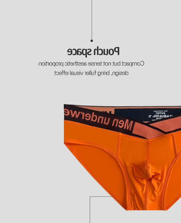 1 Pairs of Orange V-belt Briefs Sexy Gradient Laser Low Waist Comfortable Breathable Briefs Mens Underwear MP270