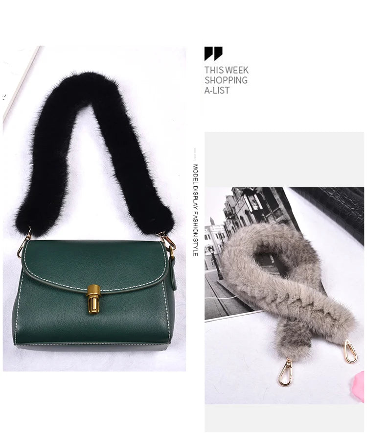 Correa para bolso de piel de visón auténtica