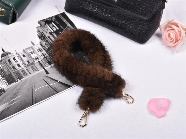 Correa para bolso de piel de visón auténtica