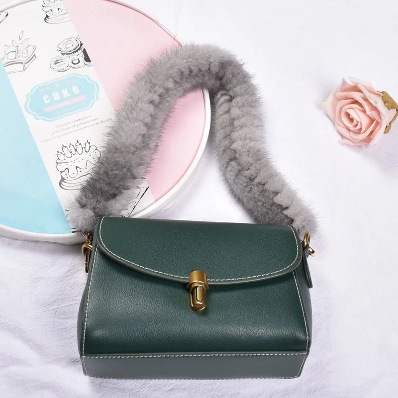 Correa para bolso de piel de visón auténtica