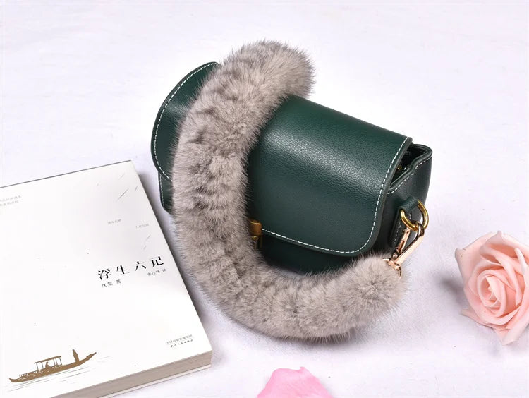 Correa para bolso de piel de visón auténtica