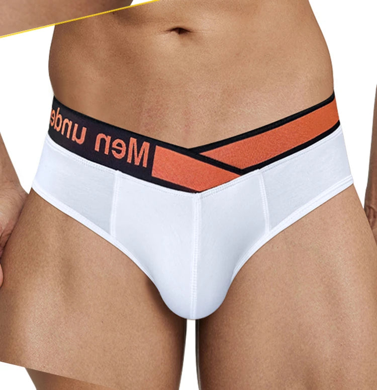 1 Pairs of Orange V-belt Briefs Sexy Gradient Laser Low Waist Comfortable Breathable Briefs Mens Underwear MP270