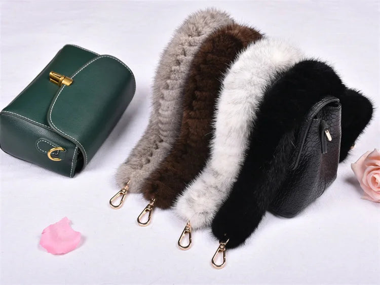 Correa para bolso de piel de visón auténtica