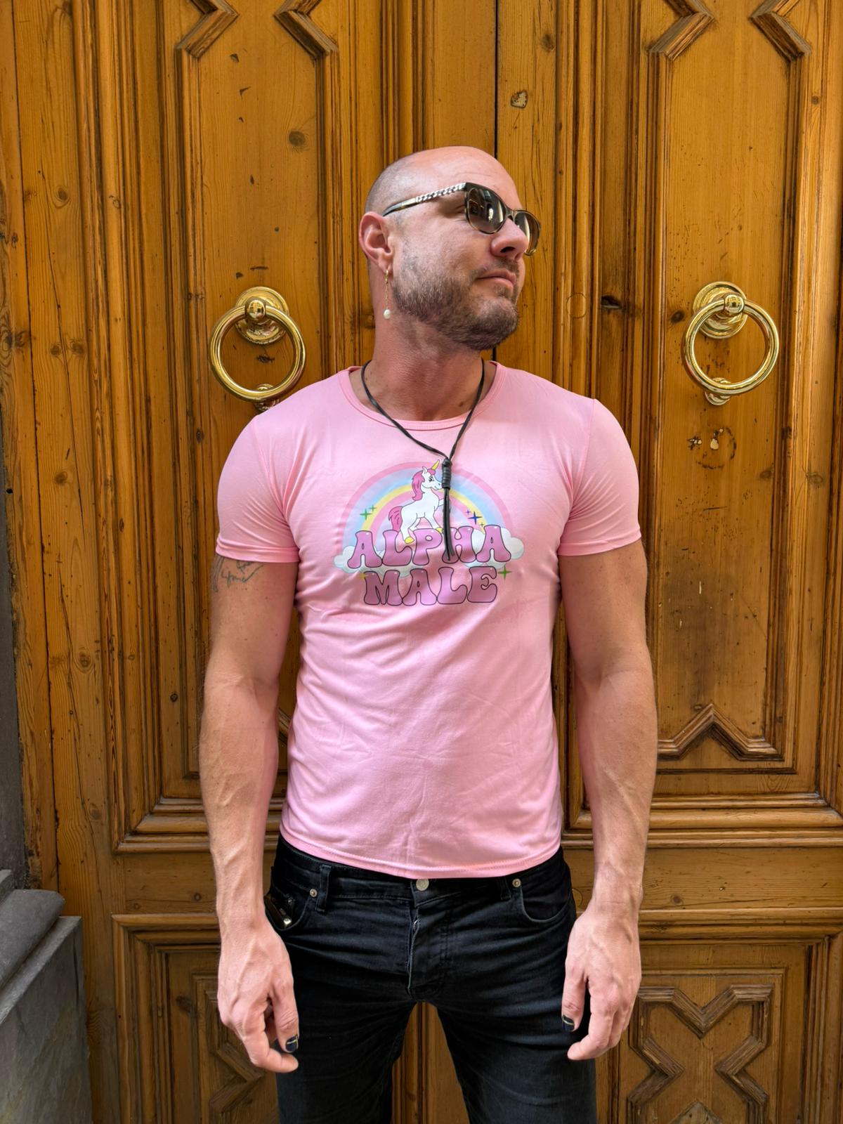 T-shirt licorne Alpha Male, t-shirts graphiques arc-en-ciel, t-shirts amusants, mode femme, hip-hop, hommes, hauts en coton, vêtements esthétiques unisexes